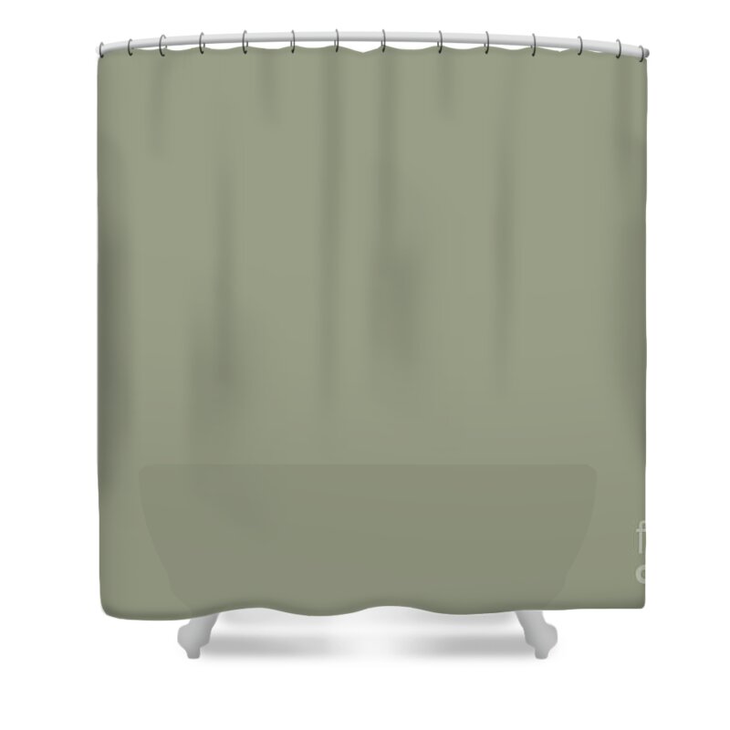 Green Shower Curtain featuring the digital art Pastel Sage Green Solid Color Pairs To Dunn and Edwards Flagstone Quartzite DET517 by PIPA Fine Art - Simply Solid