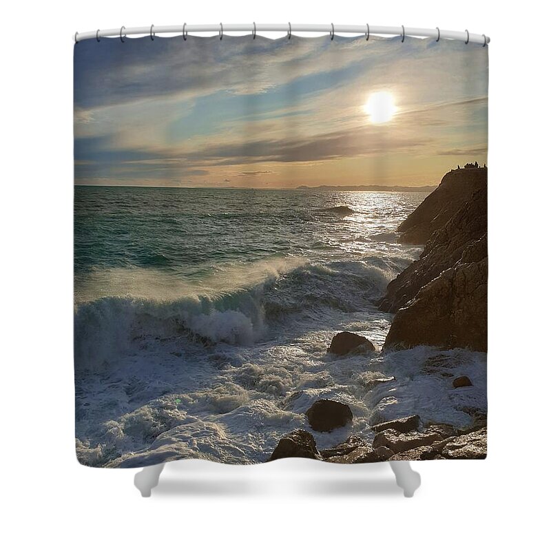 Sky Shower Curtain featuring the photograph Pastel Sunset Sky by Andrea Whitaker
