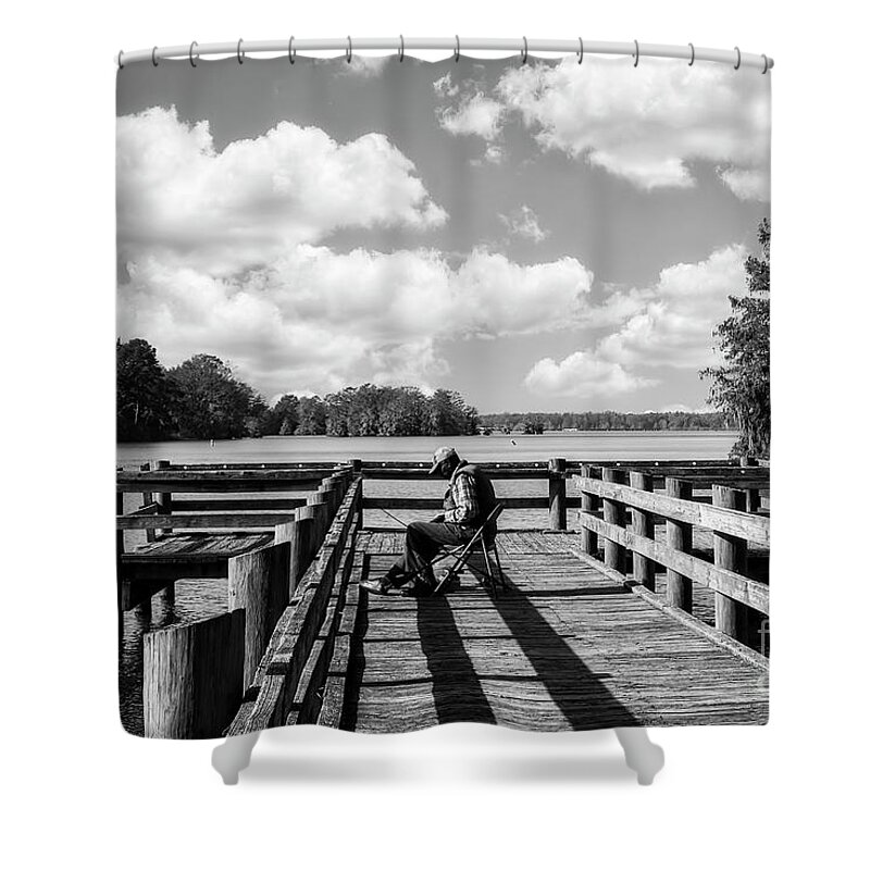 Fishing Shower Curtain featuring the photograph Pastime by DB Hayes