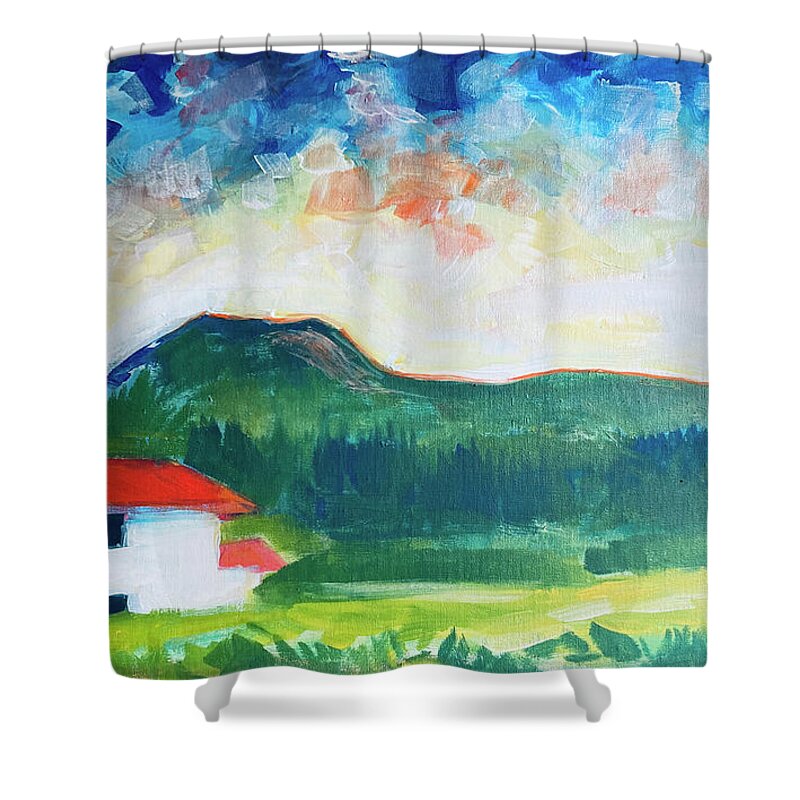 Sky Shower Curtain featuring the painting Pasture Land, Ecuador by Suzanne Giuriati Cerny