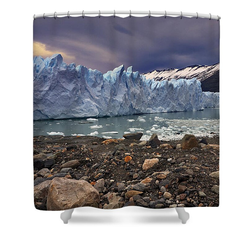 Perito Moreno Shower Curtain featuring the photograph Patagonia 00035 by Bernardo Galmarini
