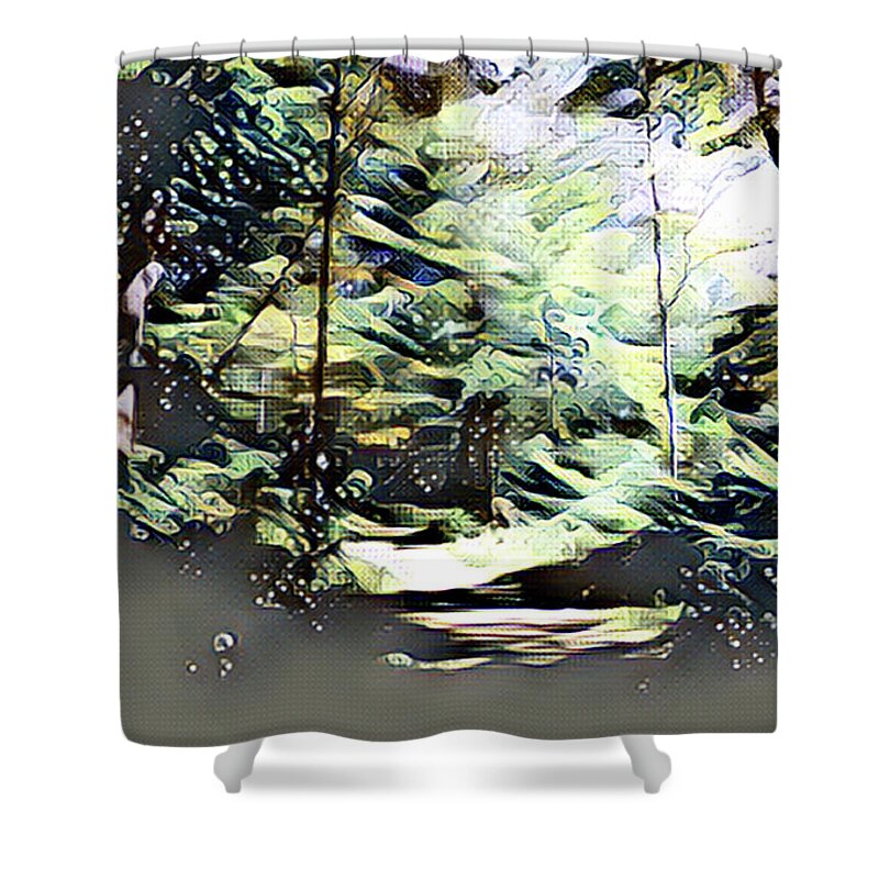 Path Shower Curtain featuring the mixed media Path Through the Woods by Christopher Reed