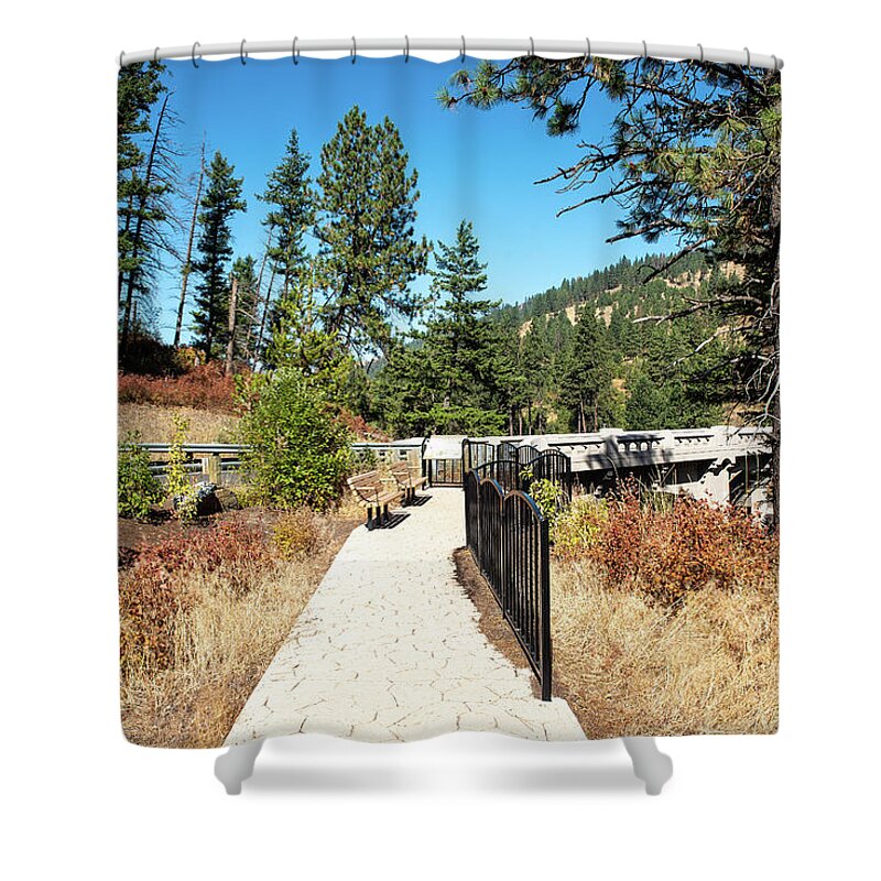 Path To The Arch Bridge Shower Curtain featuring the photograph Path to the Arch Bridge by Tom Cochran