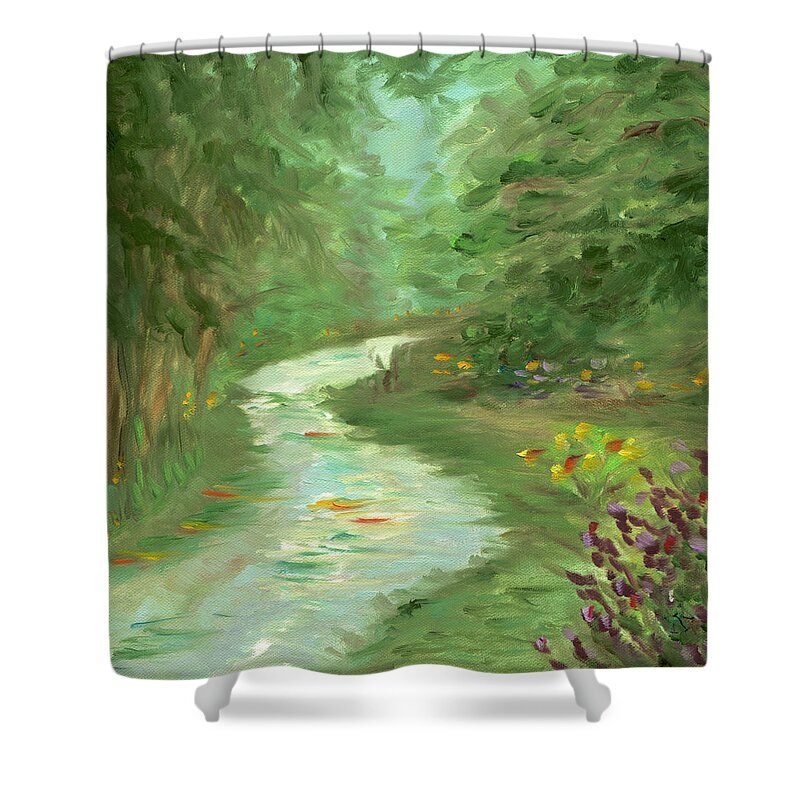 Path Shower Curtain featuring the painting Path to Serenity by Juliette Becker