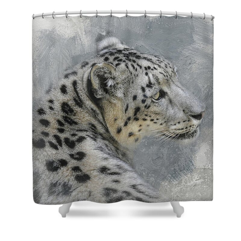 Animal Shower Curtain featuring the photograph Patient Snow Leopard by Jai Johnson