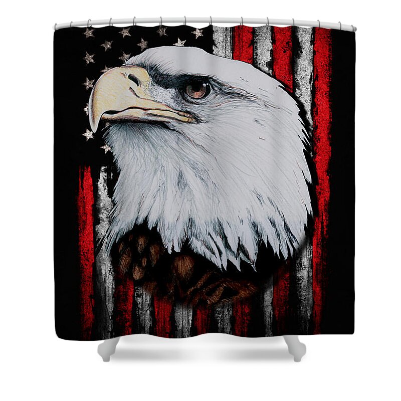 Patriotic Shower Curtain featuring the digital art Patriotic Eagle by Bill Richards