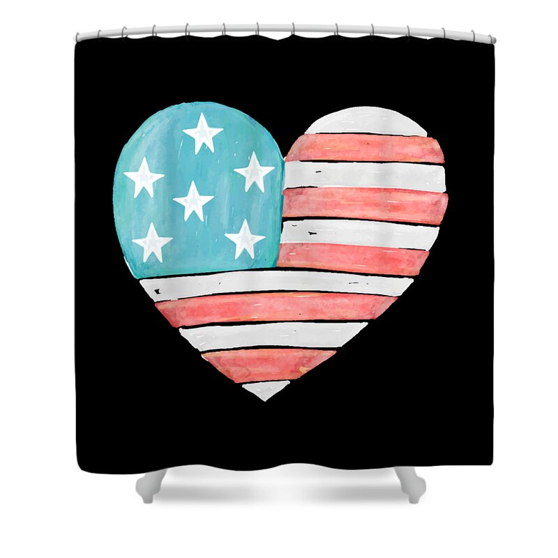 Funny Shower Curtain featuring the digital art Patriotic I Love The Usa Flag by Flippin Sweet Gear