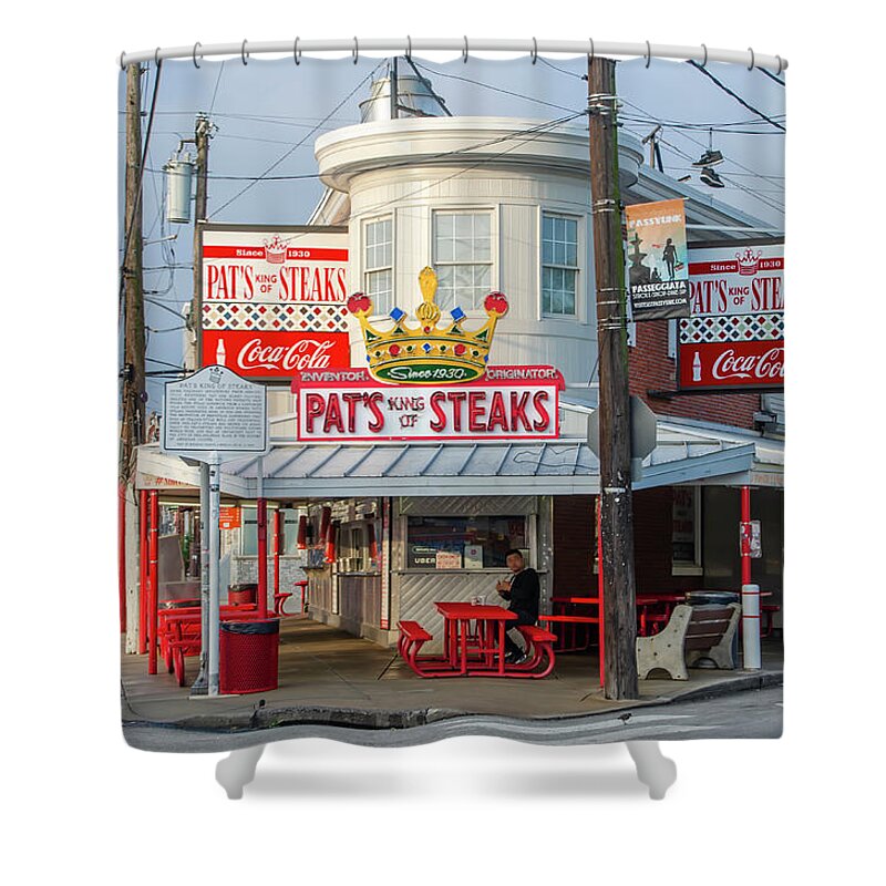 Pats Shower Curtain featuring the photograph Pats - King of Steaks - South Philadelphia by Philadelphia Photography