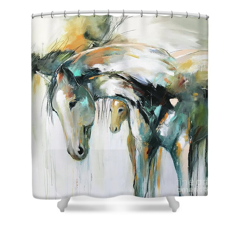 Abstract Shower Curtain featuring the painting Peace and Joy by Cher Devereaux