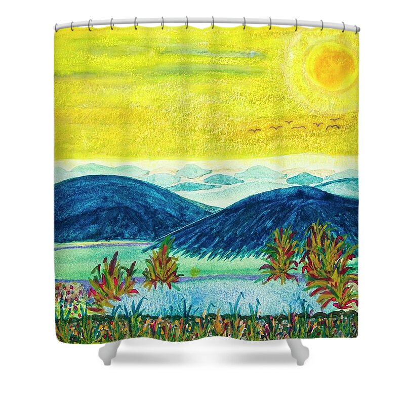 Peace Shower Curtain featuring the painting Peace At Day's End by Karen Nice-Webb