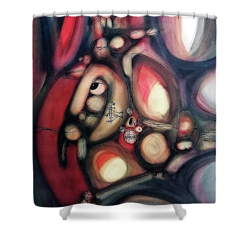 Moa Shower Curtain featuring the painting Peace Birds by Hargreaves Ntukwana