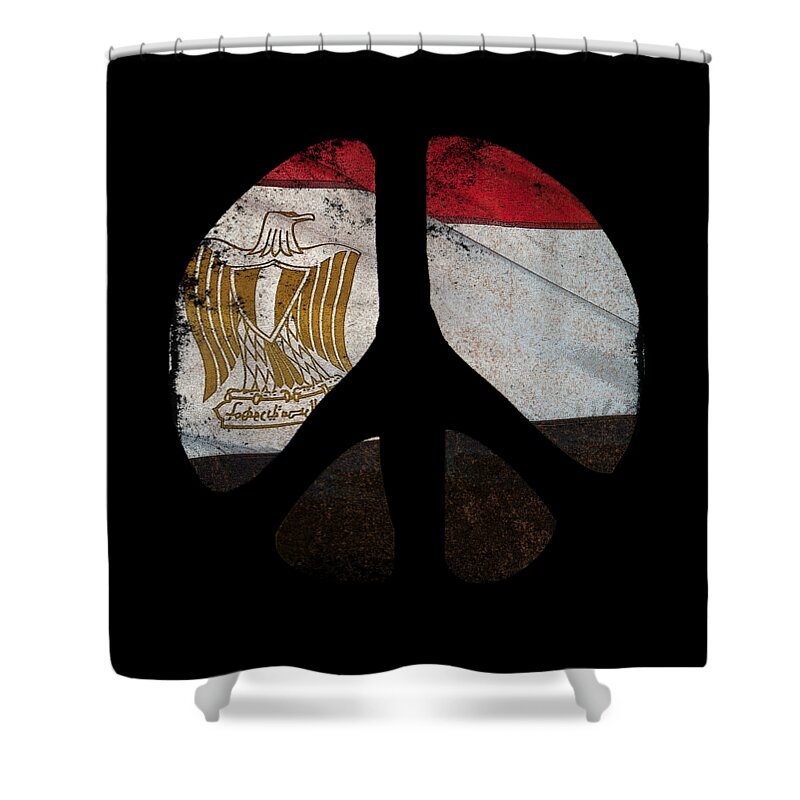 Funny Shower Curtain featuring the digital art Peace Egypt Retro by Flippin Sweet Gear