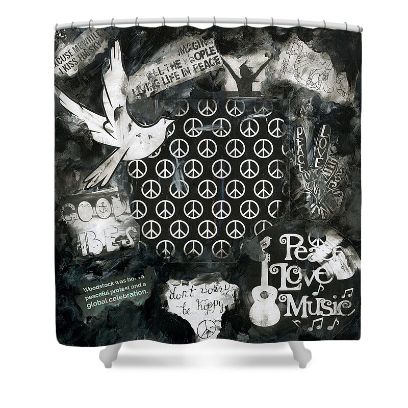 Shop Shower Curtain featuring the painting Peace Signs - Masks by Jamie Hoffman