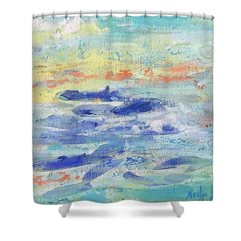 Beach Shower Curtain featuring the painting Peaceful Afternoon by Medge Jaspan