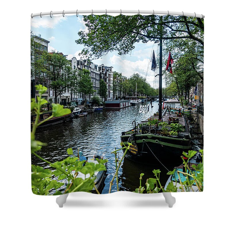 Amsterdam Canal Shower Curtain featuring the photograph Peaceful Canal by Marian Tagliarino