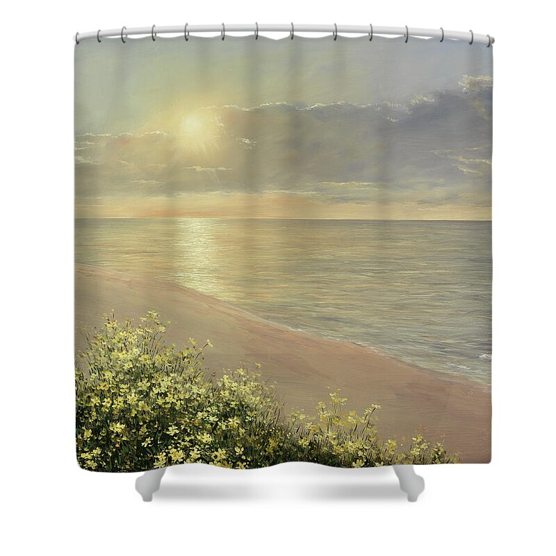 Water Shower Curtain featuring the painting Peaceful Waters by Diane Romanello