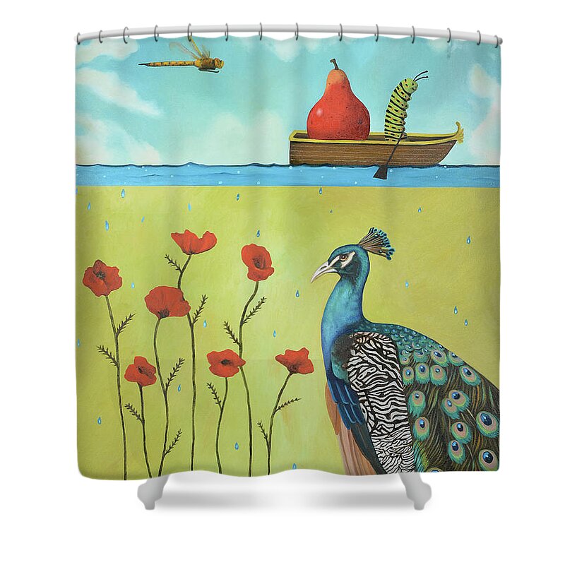 Peacock Shower Curtain featuring the painting Peacock Dream by Leah Saulnier The Painting Maniac