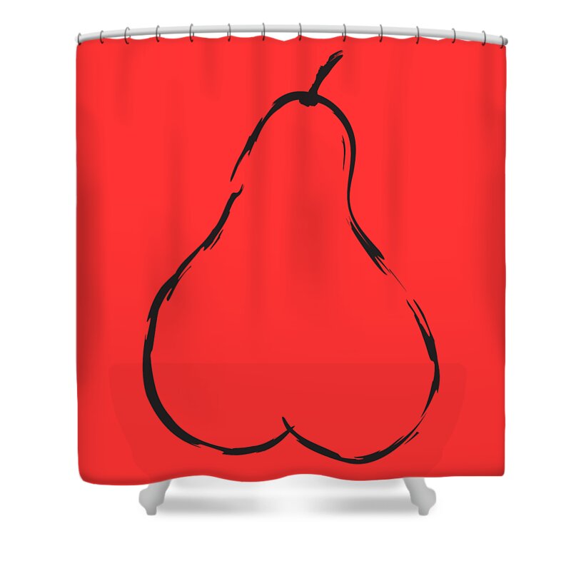 Minimalist Shower Curtain featuring the digital art Pear, Vegetarian Sublimation Art by Cu Biz