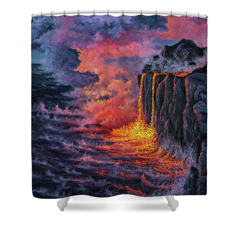 Pele Shower Curtain featuring the painting Pele's Steamy Kisses by Darice Machel McGuire