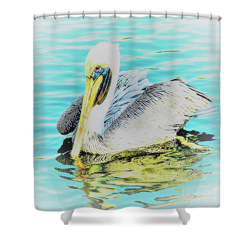 Brown Pelican Shower Curtain featuring the photograph Pelican in Soft Glow by Joanne Carey