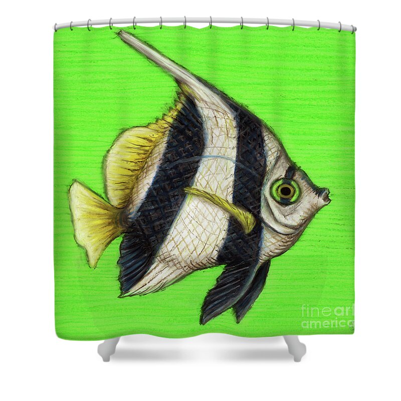 Tropical Fish Shower Curtain featuring the painting Pennant Coralfish by Amy E Fraser
