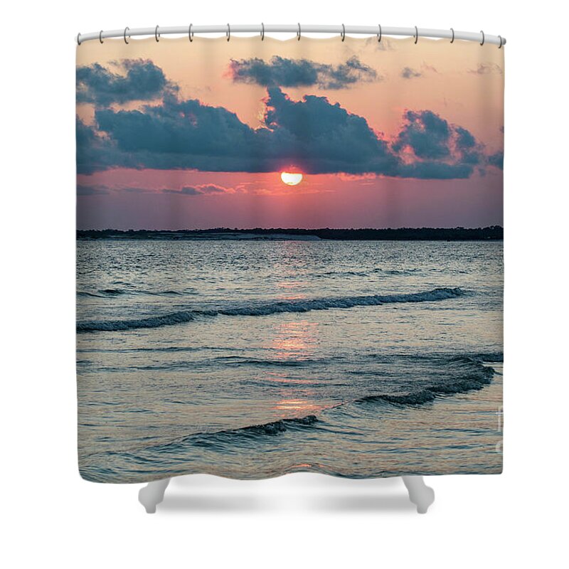 Pensacola Shower Curtain featuring the photograph Pensacola Pass Sunset by Beachtown Views