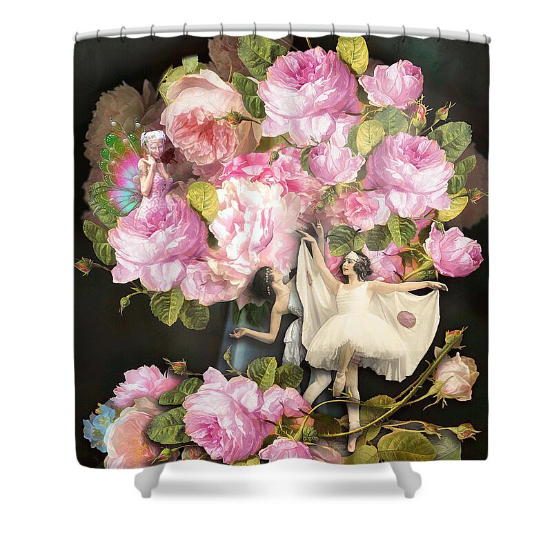 Peonies Shower Curtain featuring the digital art Peonies by Diana Haronis