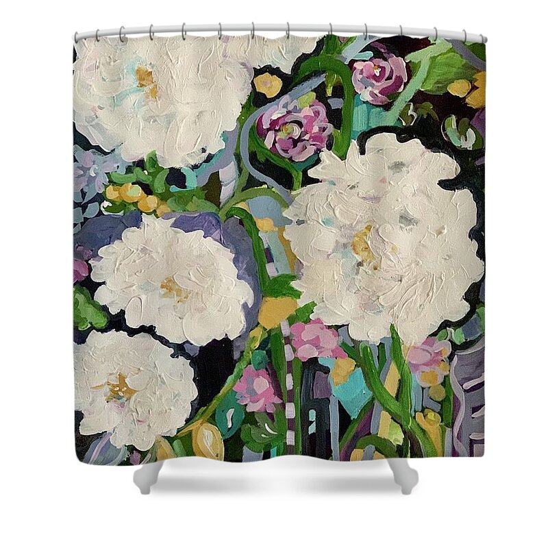  Shower Curtain featuring the painting Peonies by Patsy Walton