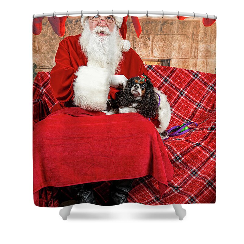 Peppermint Shower Curtain featuring the photograph Peppermint with Santa 1 by Christopher Holmes