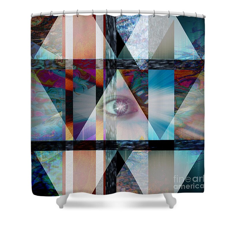 Perception Shower Curtain featuring the mixed media Perception by Diamante Lavendar