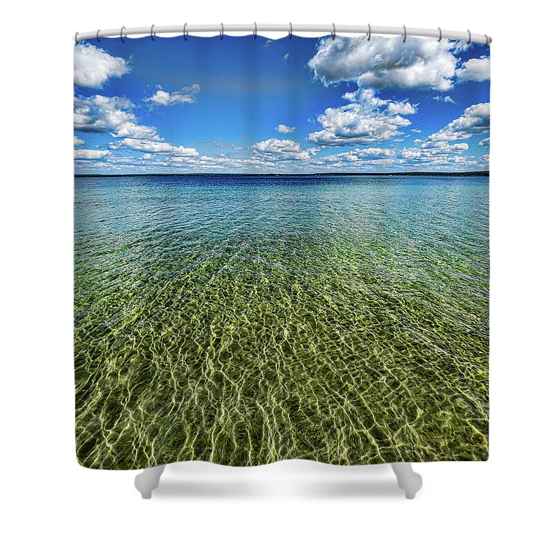 Higgins Lake Shower Curtain featuring the photograph Perfect day at Higgins lake by Joe Holley