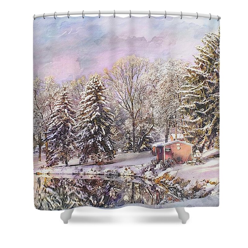 Winter Shower Curtain featuring the photograph Perfect Winter Scene by Marcia Lee Jones