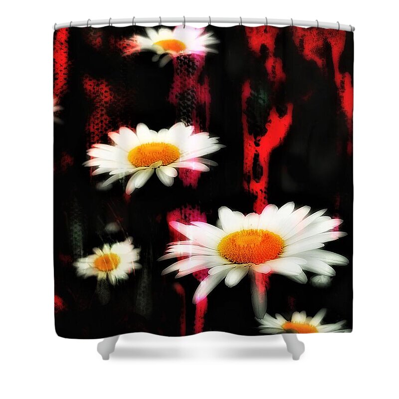 Daisy Shower Curtain featuring the painting Peripheral Vision by Jacqueline McReynolds