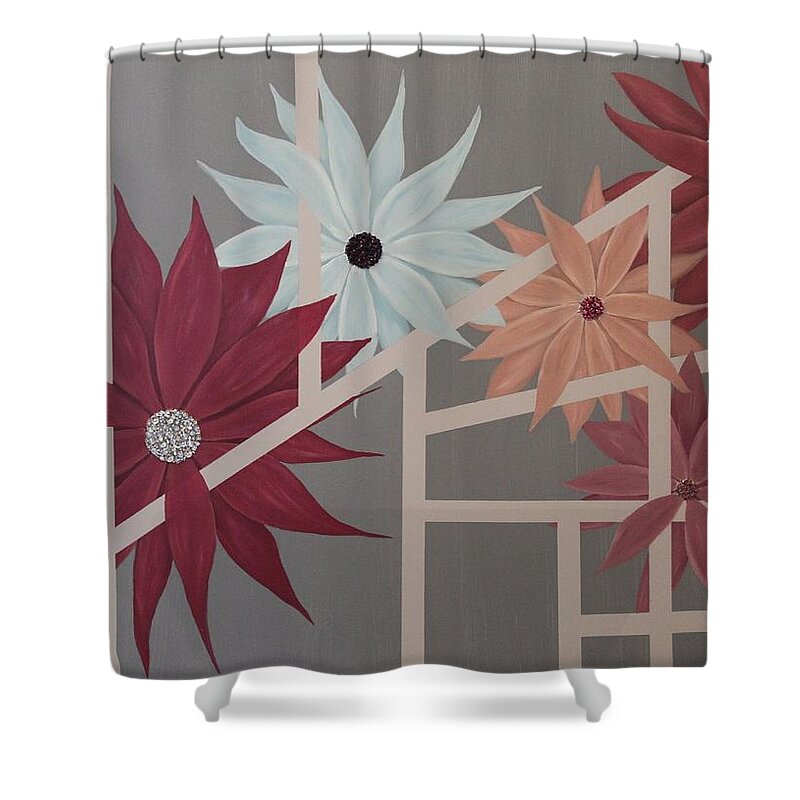 Flowers Shower Curtain featuring the painting Petal Prison by Berlynn
