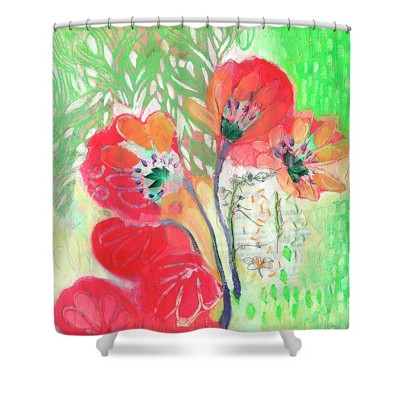 Oil Shower Curtain featuring the mixed media Petals Half Fallen by Jennifer Lommers
