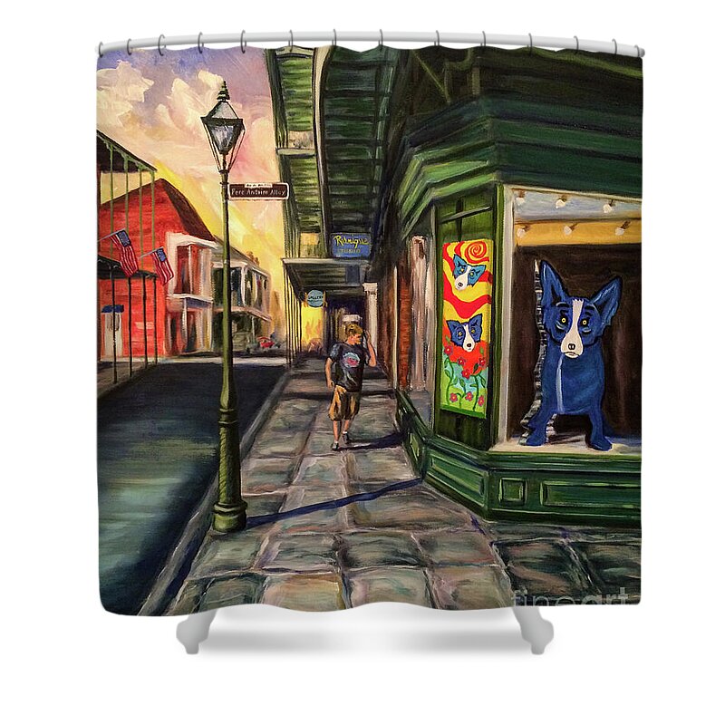 Cityscape Shower Curtain featuring the painting Pere Antoine Alley by Sherrell Rodgers