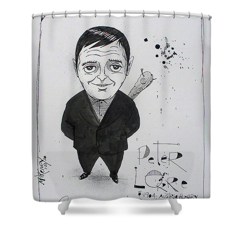  Shower Curtain featuring the drawing Peter Lorre by Phil Mckenney