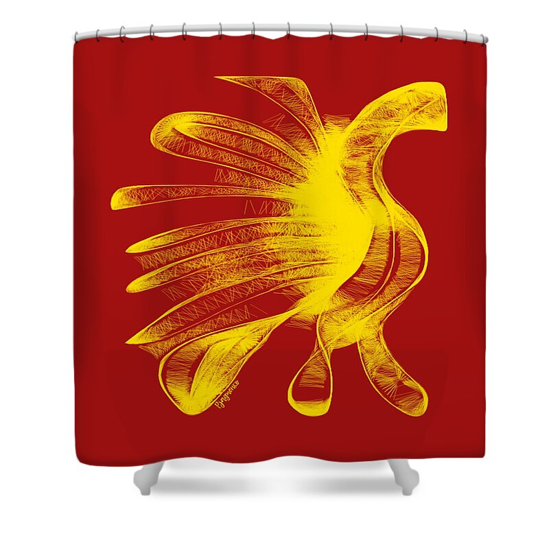 Phoenix Shower Curtain featuring the digital art Phoenix #1 by Ljev Rjadcenko