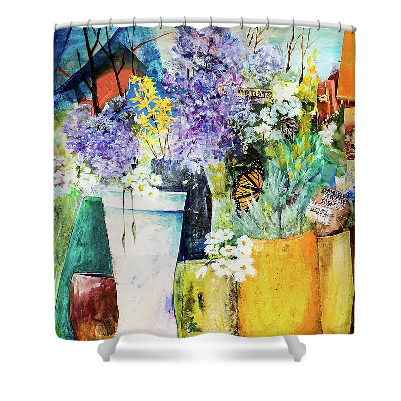 Acrylic Shower Curtain featuring the painting Picture Puzzle by Lee Beuther