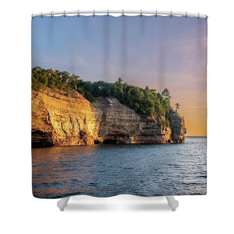 Pictured Rocks Shower Curtain featuring the photograph Pictured Rocks Sunset by Nathan Wasylewski