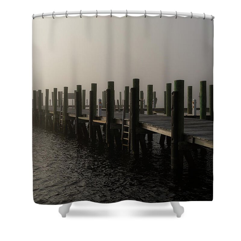 Pier Shower Curtain featuring the photograph Pier in Fog by Denise Kopko