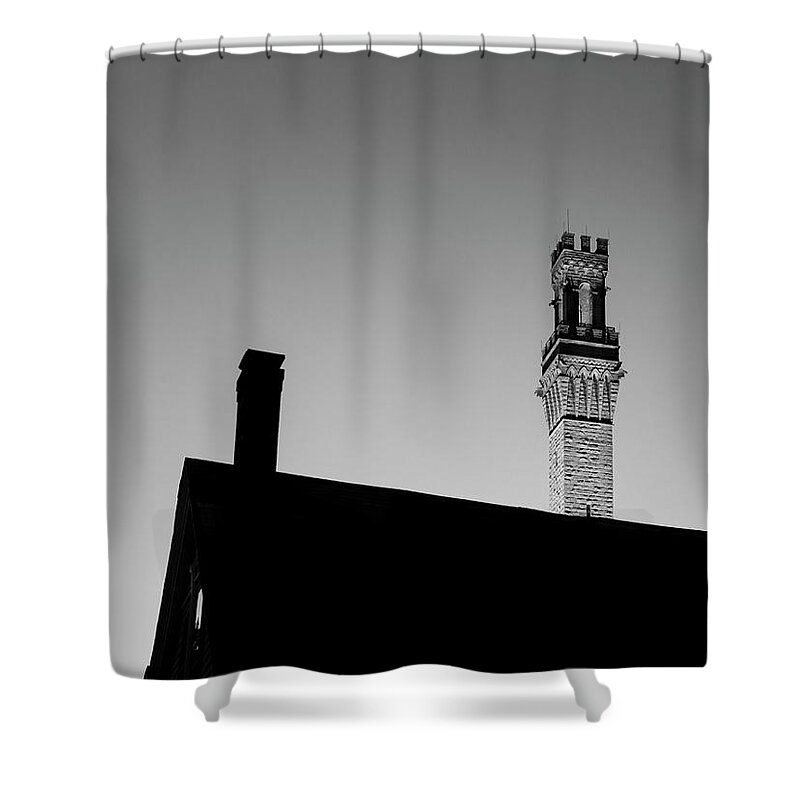 Cape Cod Shower Curtain featuring the photograph Pilgrim Monument III Provincetown MA BW by David Gordon