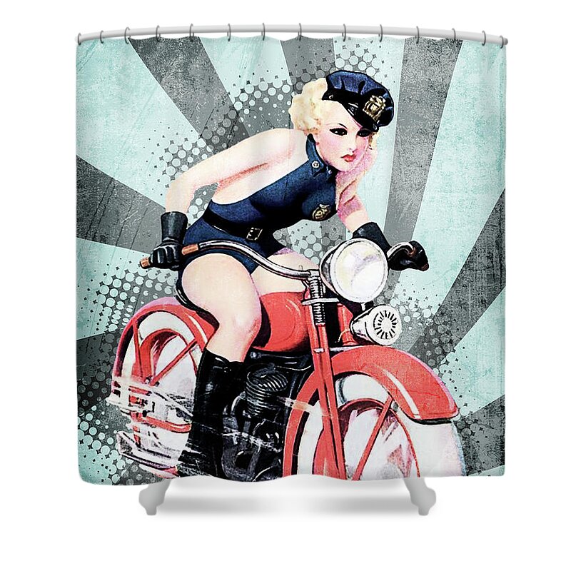 Girl On Motorcycle Shower Curtains - Fine Art America
