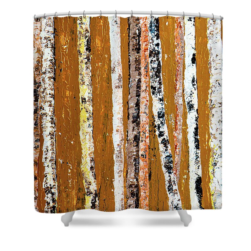 Trees Shower Curtain featuring the painting Pine Trees Forever by Ted Clifton