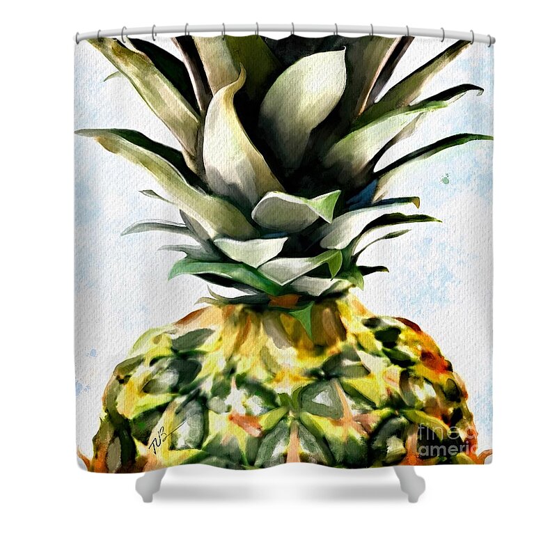 Pineapple Shower Curtain featuring the painting Pineapple Dreams by Tammy Lee Bradley
