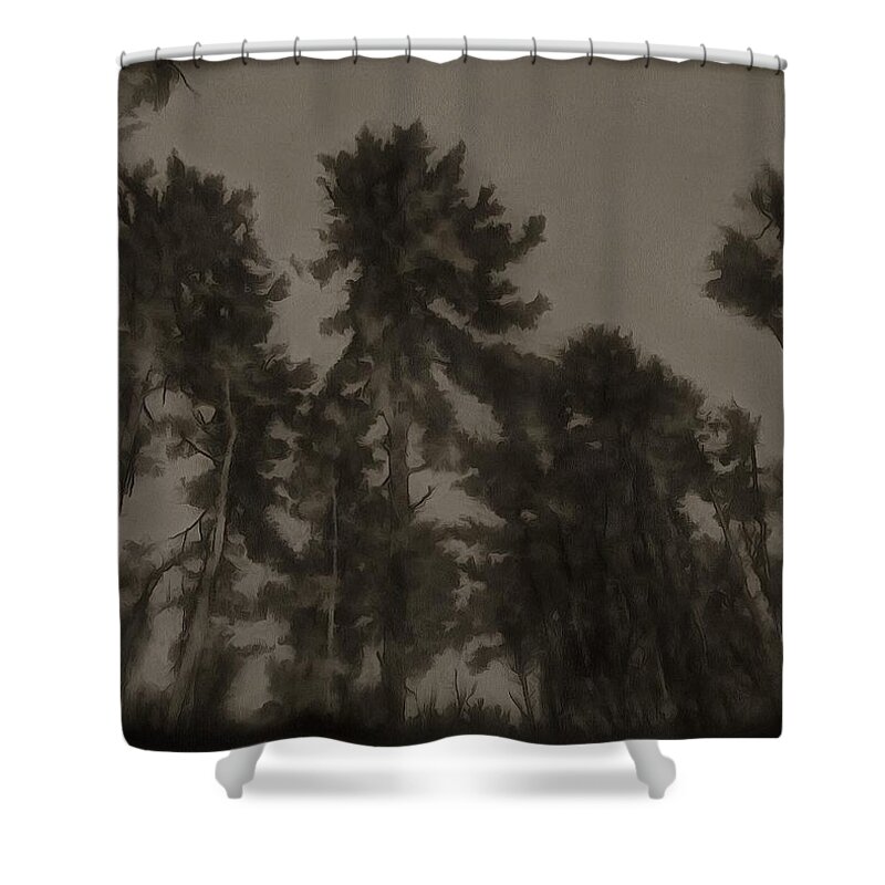 Pines Shower Curtain featuring the mixed media Pines by Christopher Reed