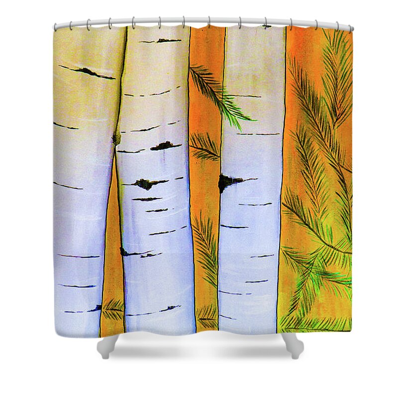 Pines Shower Curtain featuring the painting Pines Too Bold by Ted Clifton