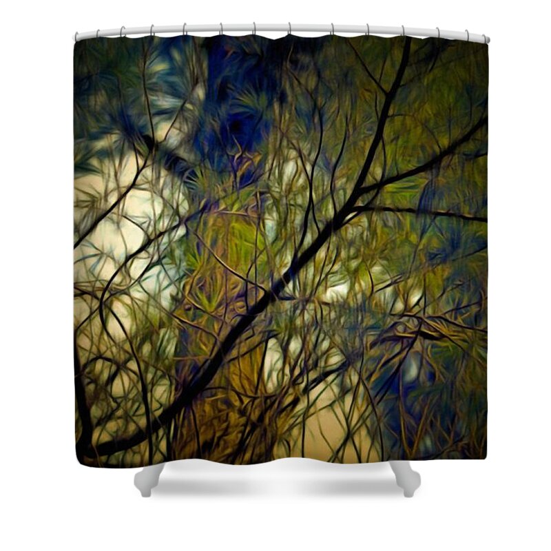 Branches Shower Curtain featuring the mixed media Piney Branches by Christopher Reed