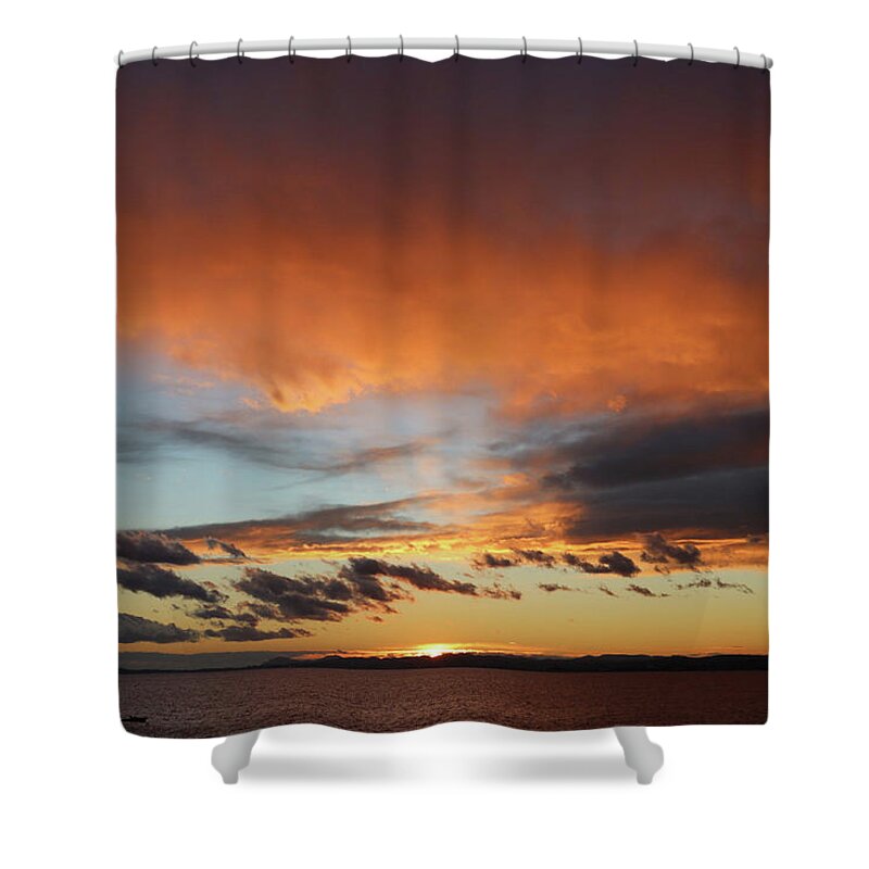 Sunset Shower Curtain featuring the photograph Pink Clouds by Andrea Whitaker