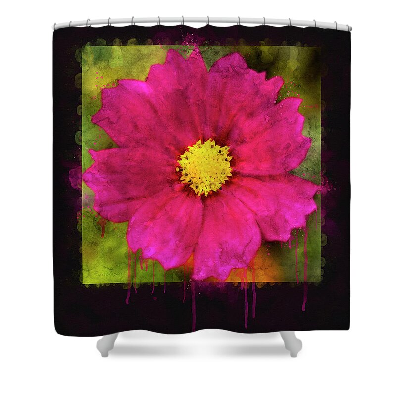 Beautiful Shower Curtain featuring the painting Pink Cosmos by Roger Snyder